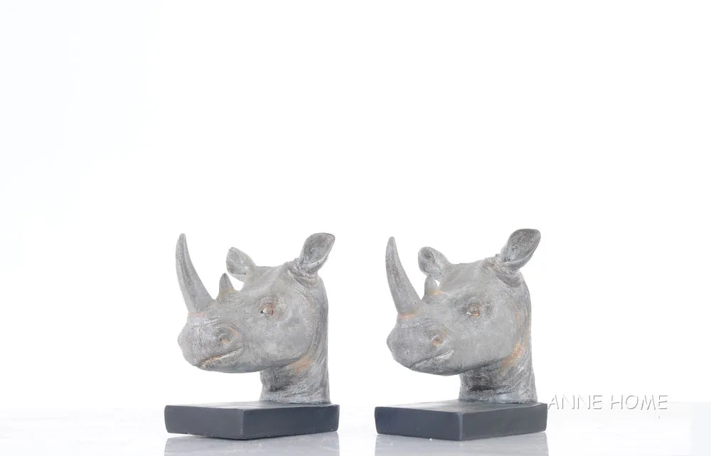 Anne Home - Rhino Head Bookend - Set of 2