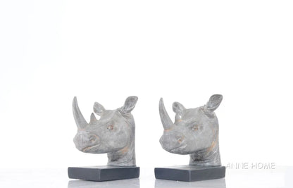 Anne Home - Rhino Head Bookend - Set of 2