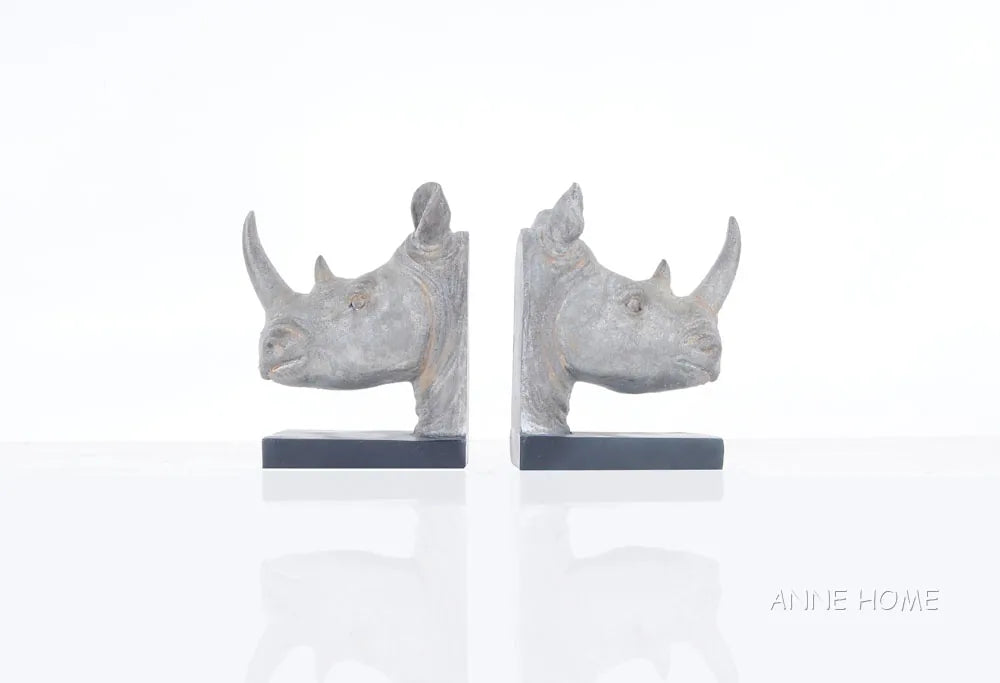Anne Home - Rhino Head Bookend - Set of 2