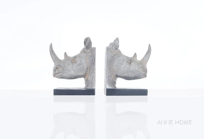 Anne Home - Rhino Head Bookend - Set of 2