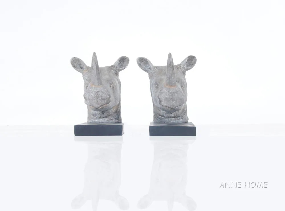Anne Home - Rhino Head Bookend - Set of 2
