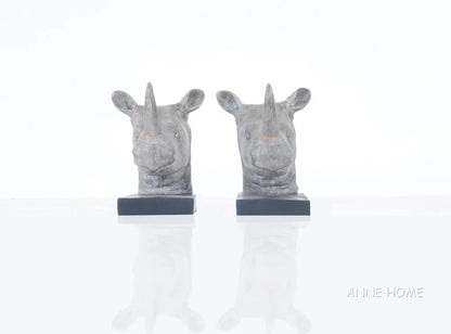 Anne Home - Rhino Head Bookend - Set of 2
