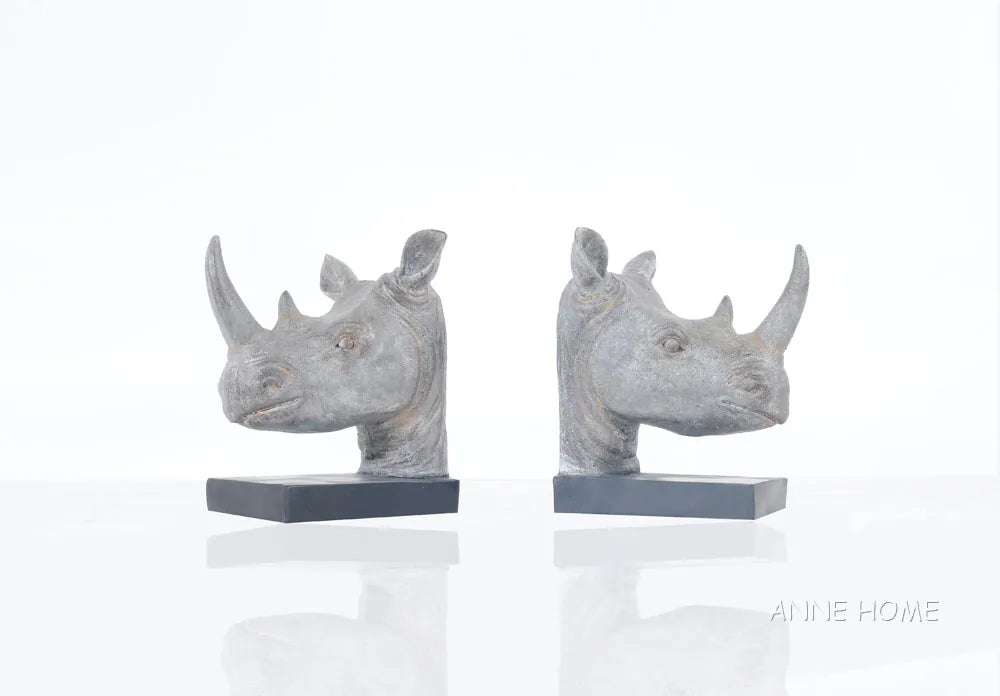 Anne Home - Rhino Head Bookend - Set of 2