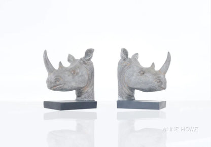 Anne Home - Rhino Head Bookend - Set of 2