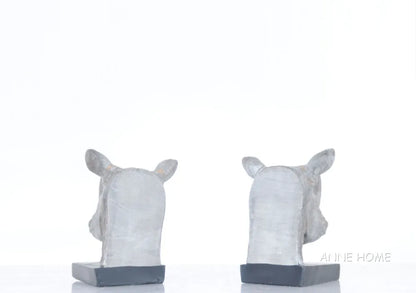 Anne Home - Rhino Head Bookend - Set of 2
