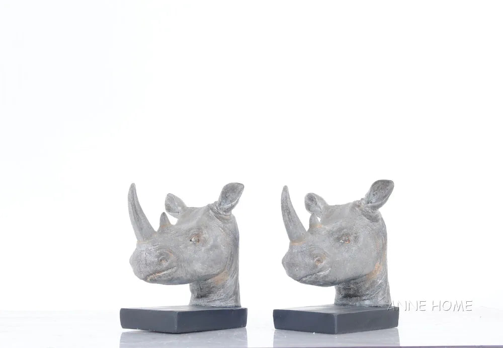 Anne Home - Rhino Head Bookend - Set of 2