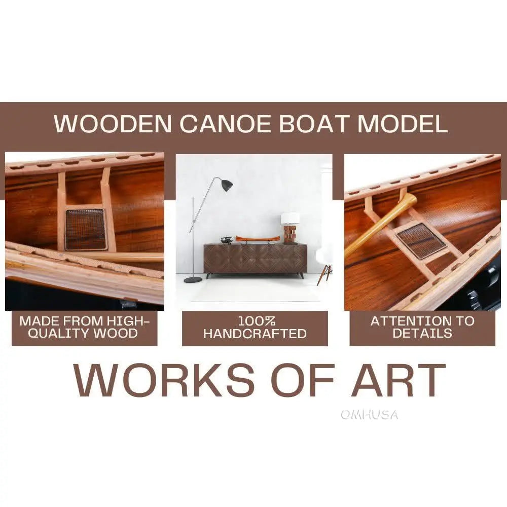 Wooden Canoe Boat Model