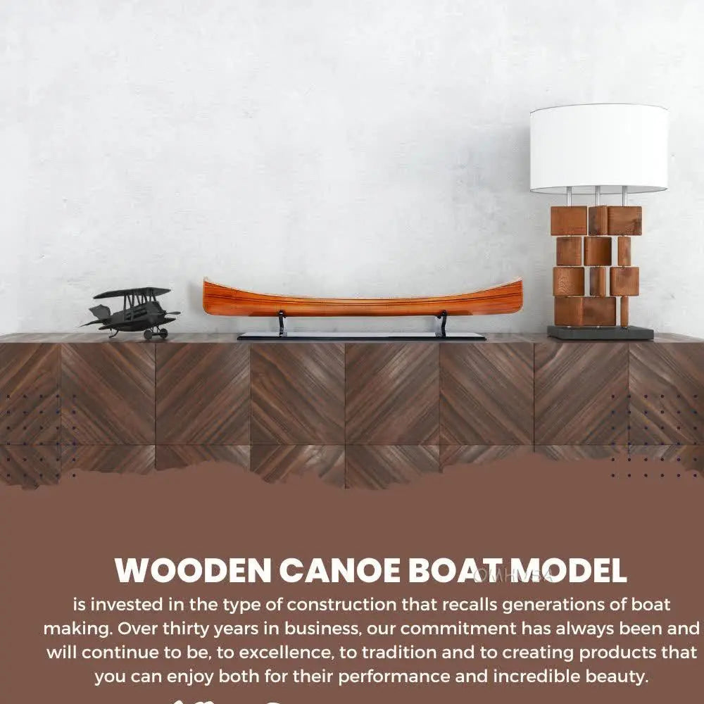 Wooden Canoe Boat Model