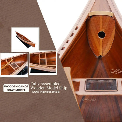 Wooden Canoe Boat Model