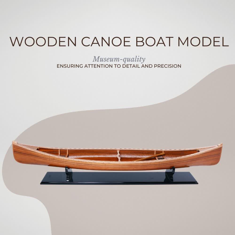 Wooden Canoe Boat Model