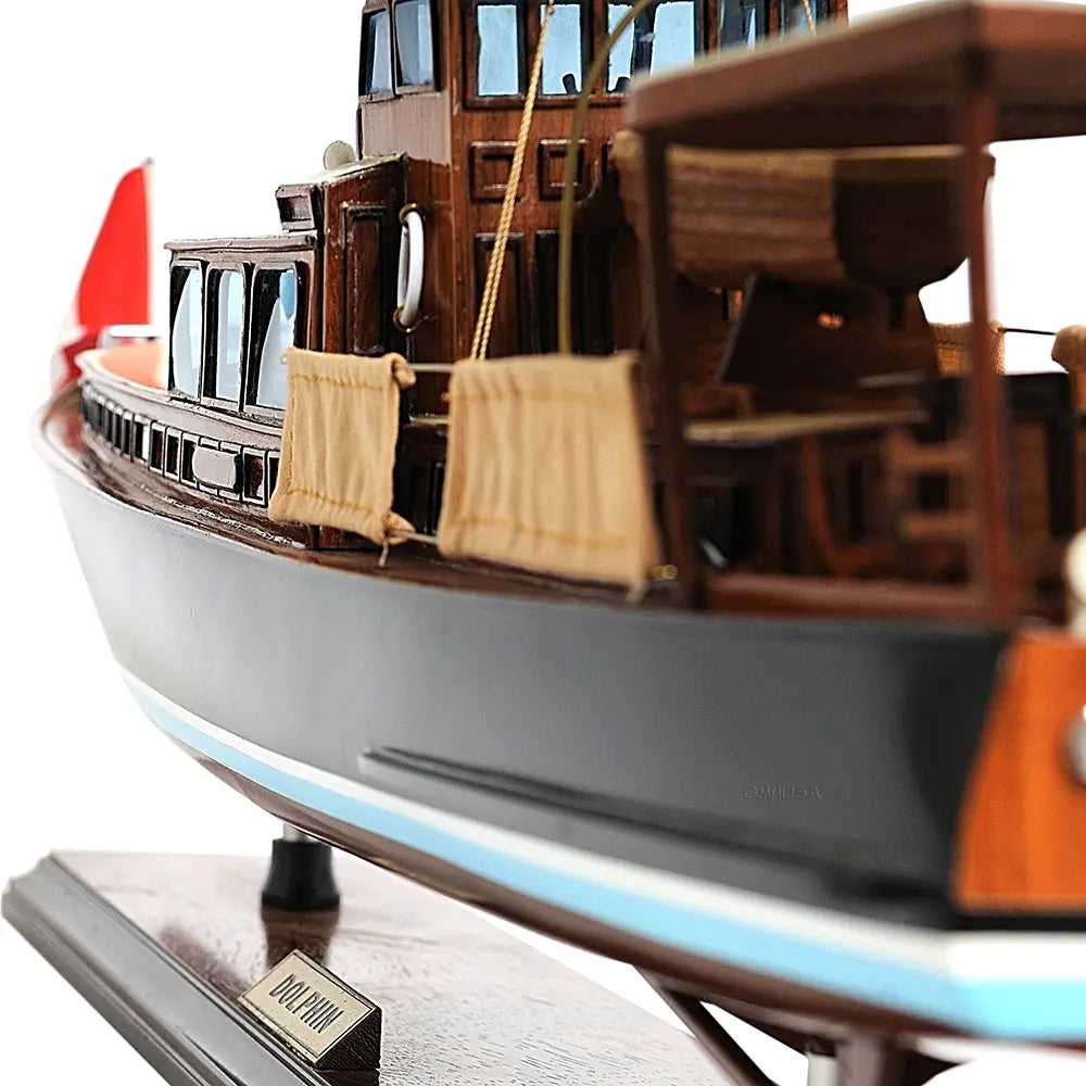Dolphin Painted Ship Model Fishing Boat