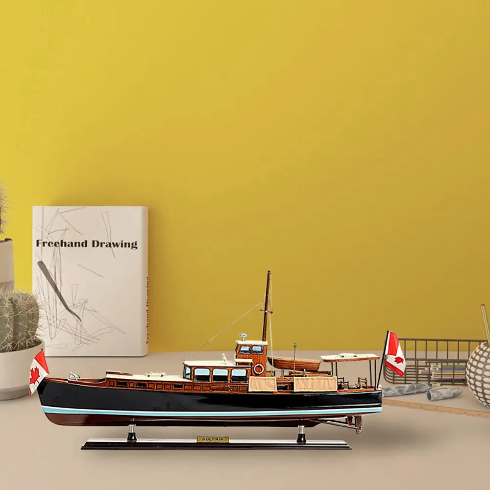 Dolphin Painted Ship Model Fishing Boat