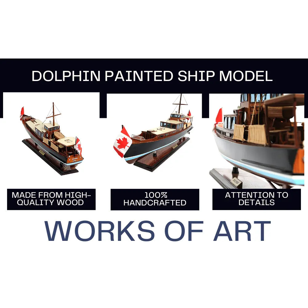 Dolphin Painted Ship Model Fishing Boat
