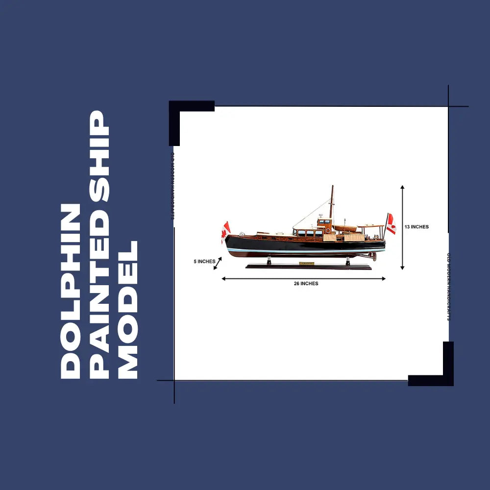 Dolphin Painted Ship Model Fishing Boat