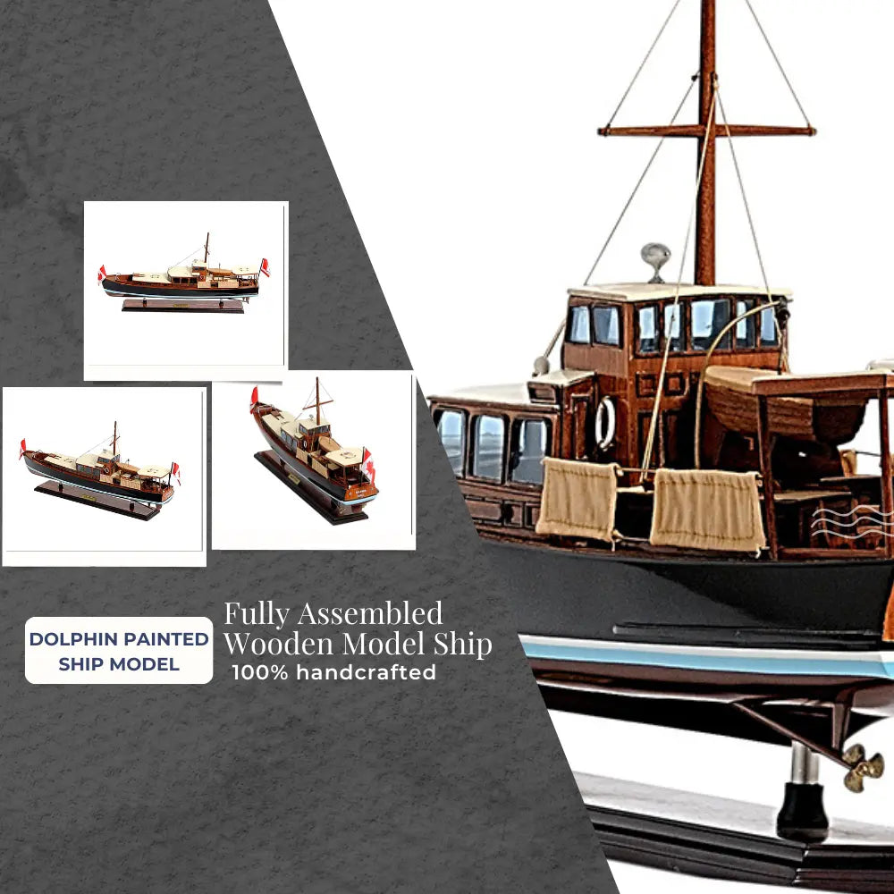 Dolphin Painted Ship Model Fishing Boat