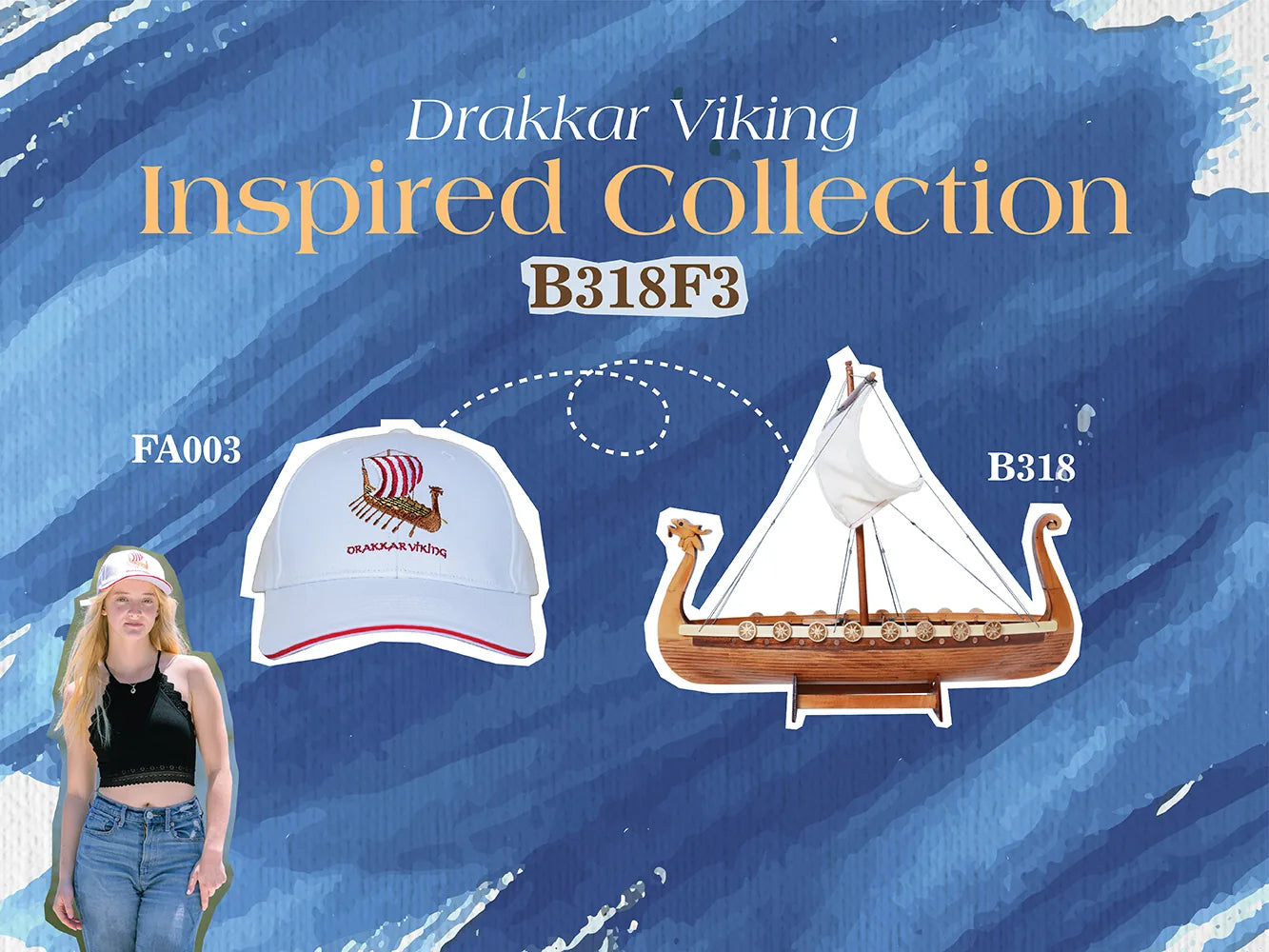 Combo captivant Drakkar Viking : un modèle de bateau et un chapeau légendaire