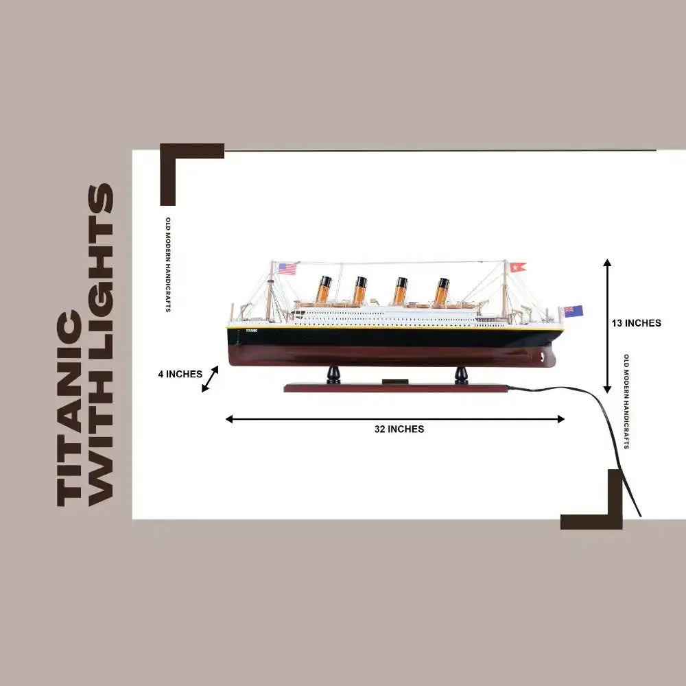 RMS Titanic with Lights Cruise Ship Model