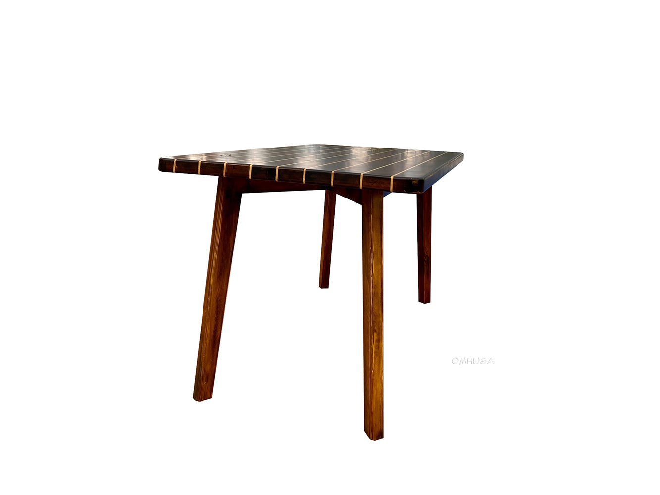 Nautical Table With Inlay Wood Stripes Medium