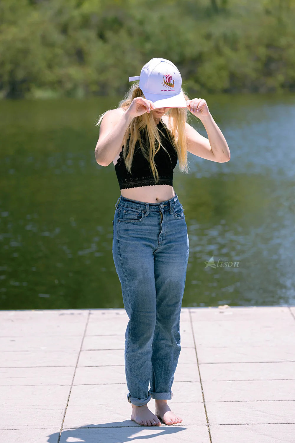 Drakkar Viking Embroidered Cap in White by Alison Nautical