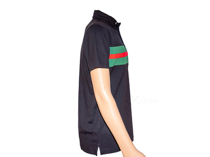 Hemingway Pilar Black w. Green & Red Stripes Regular Fit Polo Shirt by Alison Nautical