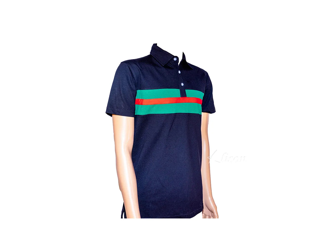Hemingway Pilar Black w. Green & Red Stripes Regular Fit Polo Shirt by Alison Nautical