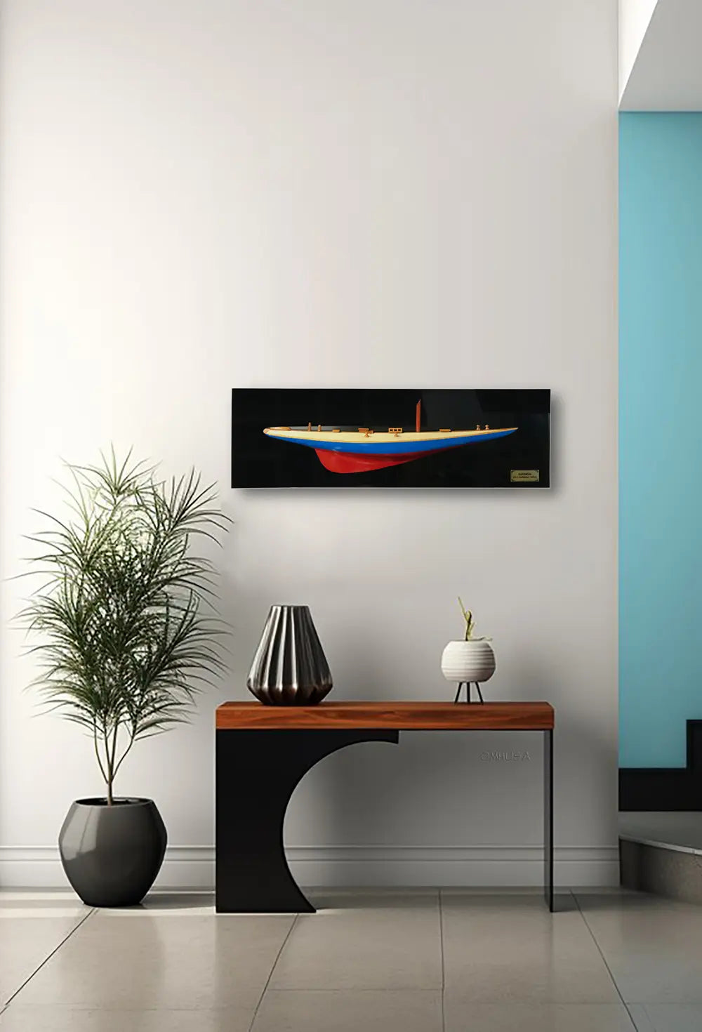 Rainbow Half-Hull Scaled Model Boat Yacht Handmade