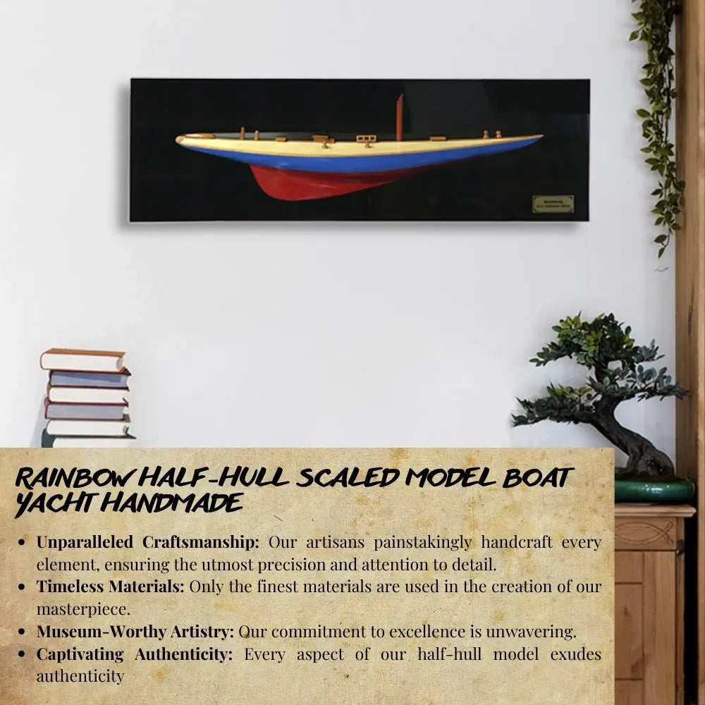 Rainbow Half-Hull Scaled Model Boat Yacht Handmade