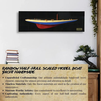 Rainbow Half-Hull Scaled Model Boat Yacht Handmade