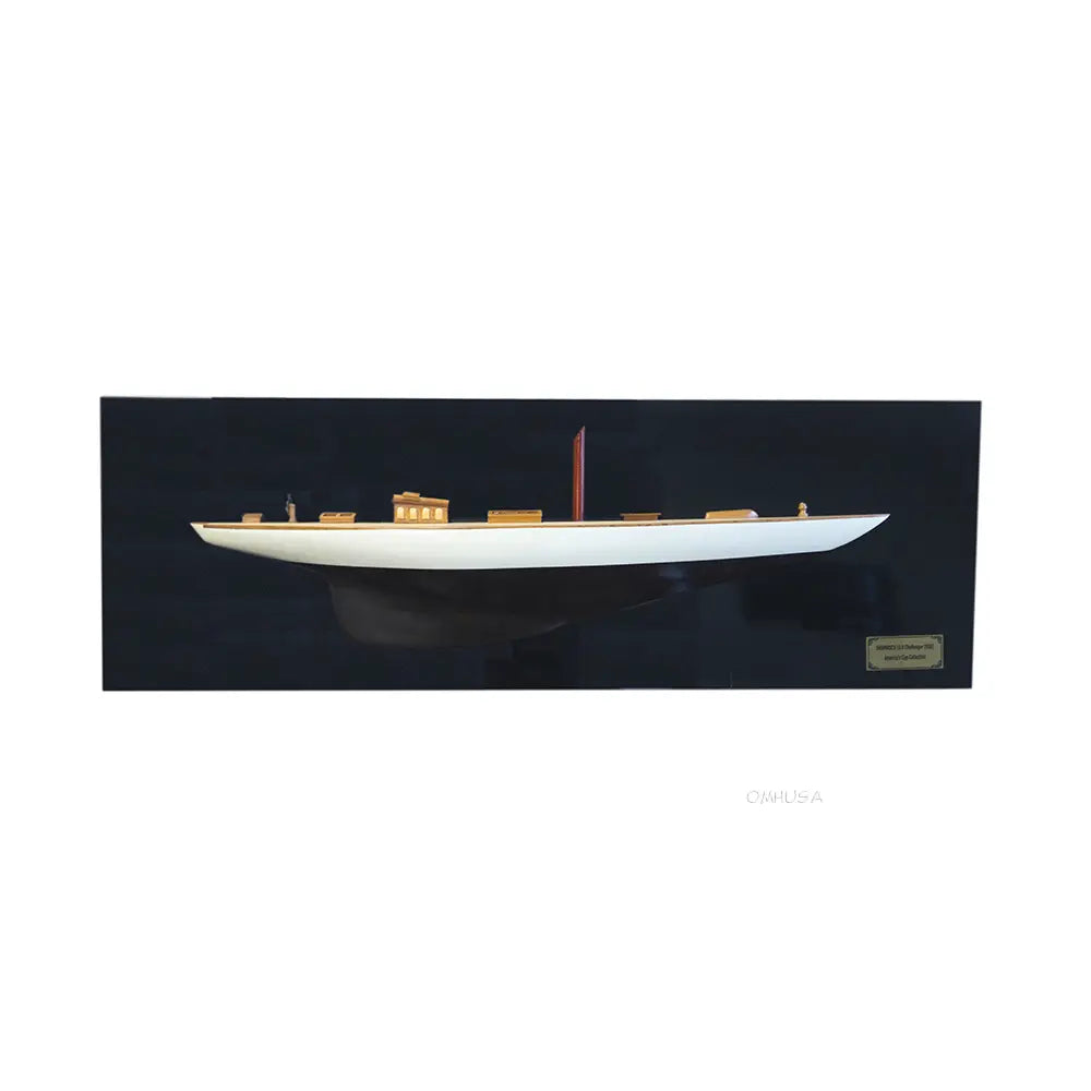 Shamrock Brown/White Painted Half-Hull Model Boat Yacht Handmade
