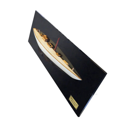 Shamrock Brown/White Painted Half-Hull Model Boat Yacht Handmade