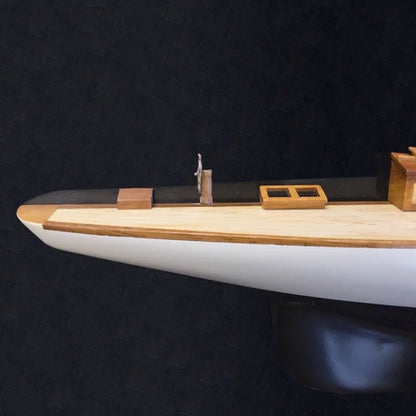 Shamrock Brown/White Painted Half-Hull Model Boat Yacht Handmade