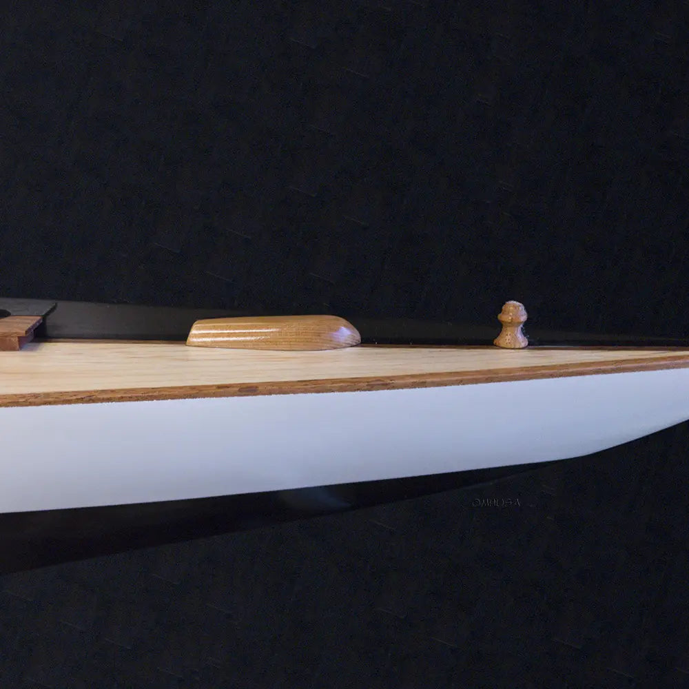 Shamrock Brown/White Painted Half-Hull Model Boat Yacht Handmade