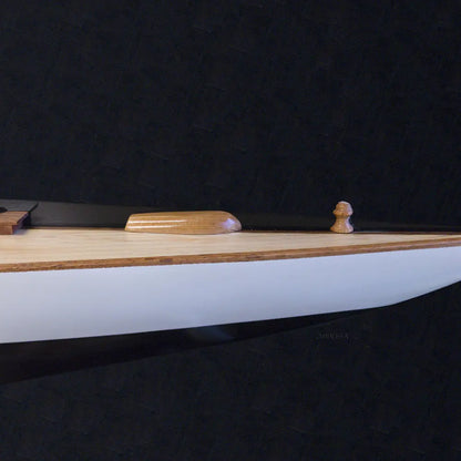 Shamrock Brown/White Painted Half-Hull Model Boat Yacht Handmade