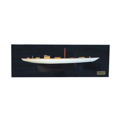 Shamrock Brown/White Painted Half-Hull Model Boat Yacht Handmade
