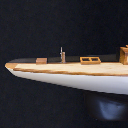 Shamrock Brown/White Painted Half-Hull Model Boat Yacht Handmade