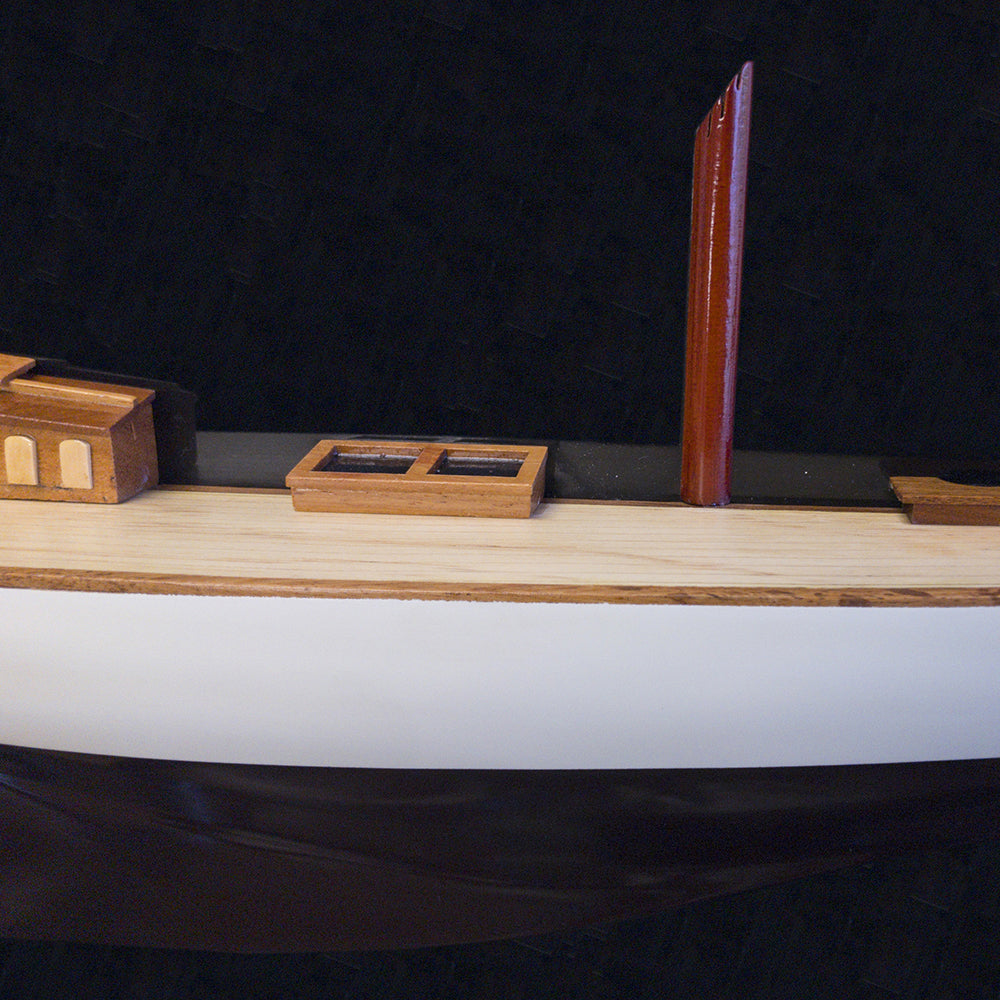 Shamrock Brown/White Painted Half-Hull Model Boat Yacht Handmade