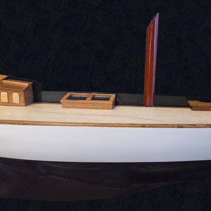 Shamrock Brown/White Painted Half-Hull Model Boat Yacht Handmade