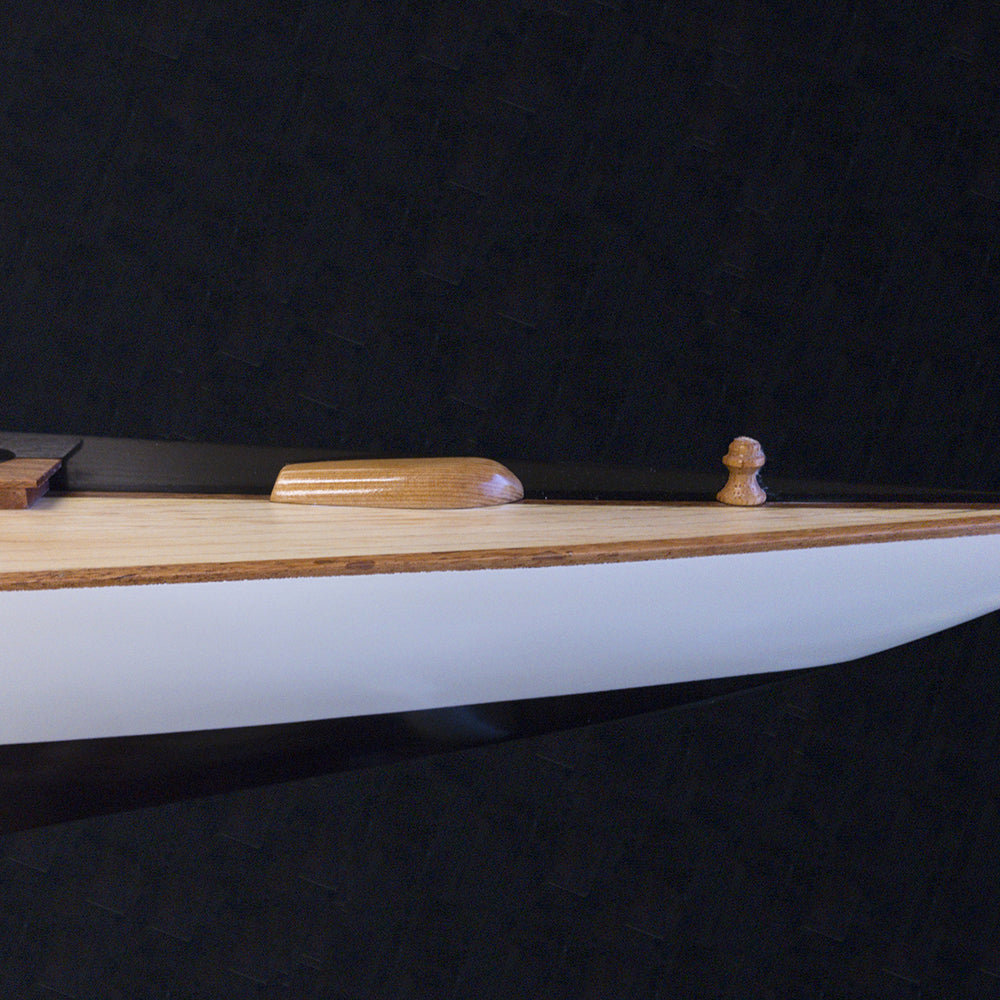 Shamrock Brown/White Painted Half-Hull Model Boat Yacht Handmade