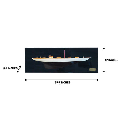 Shamrock Brown/White Painted Half-Hull Model Boat Yacht Handmade