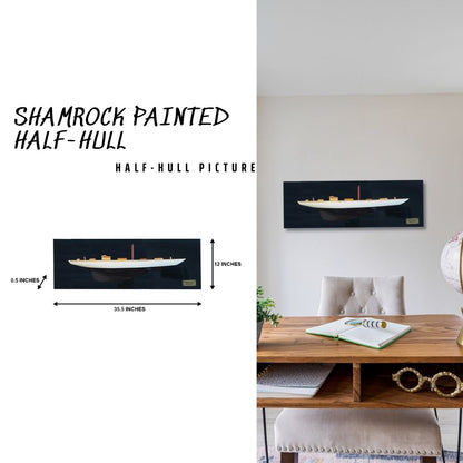 Shamrock Brown/White Painted Half-Hull Model Boat Yacht Handmade