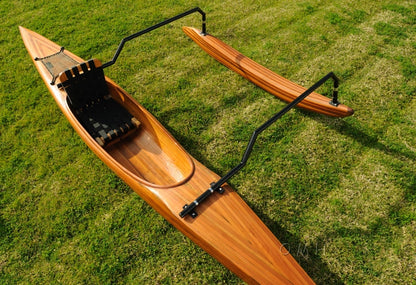 Polynesian Hawaiian Outrigger Wooden Kayak