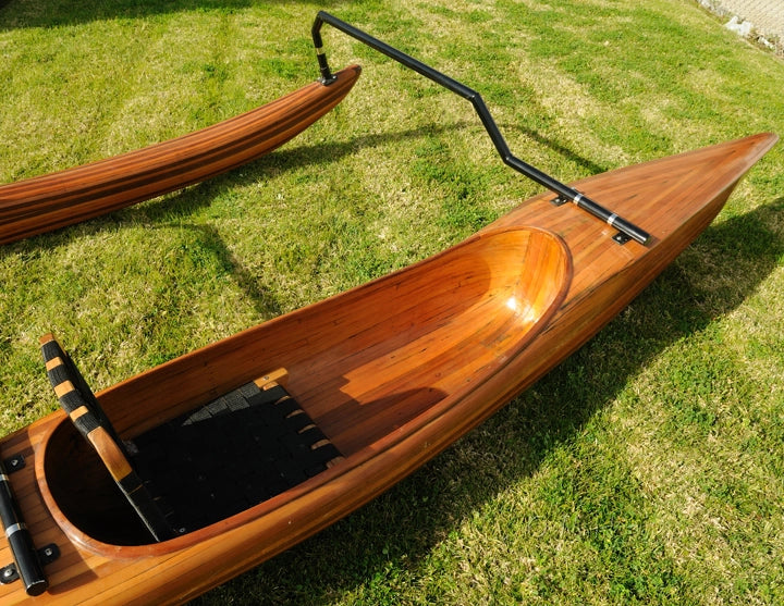 Polynesian Hawaiian Outrigger Wooden Kayak