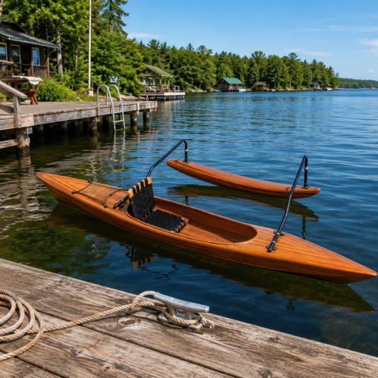 Polynesian Hawaiian Outrigger Wooden Kayak