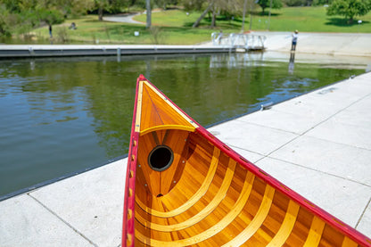 Red Wooden Canoe 10ft With Ribs Curved Bow
