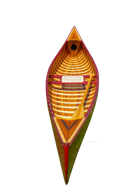 Red Wooden Canoe 10ft With Ribs Curved Bow