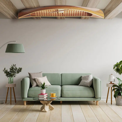 Wooden Canoe With Ribs Curved Bow Matte Finish 10 ft Display-Only