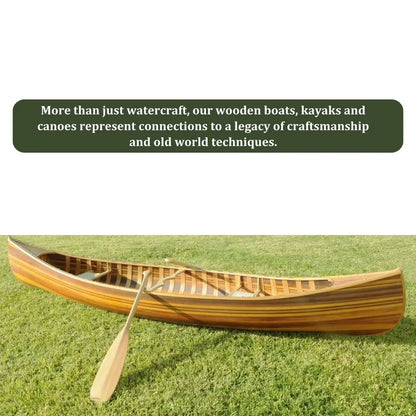 Wooden Canoe With Ribs Curved Bow Matte Finish 10 ft Display-Only