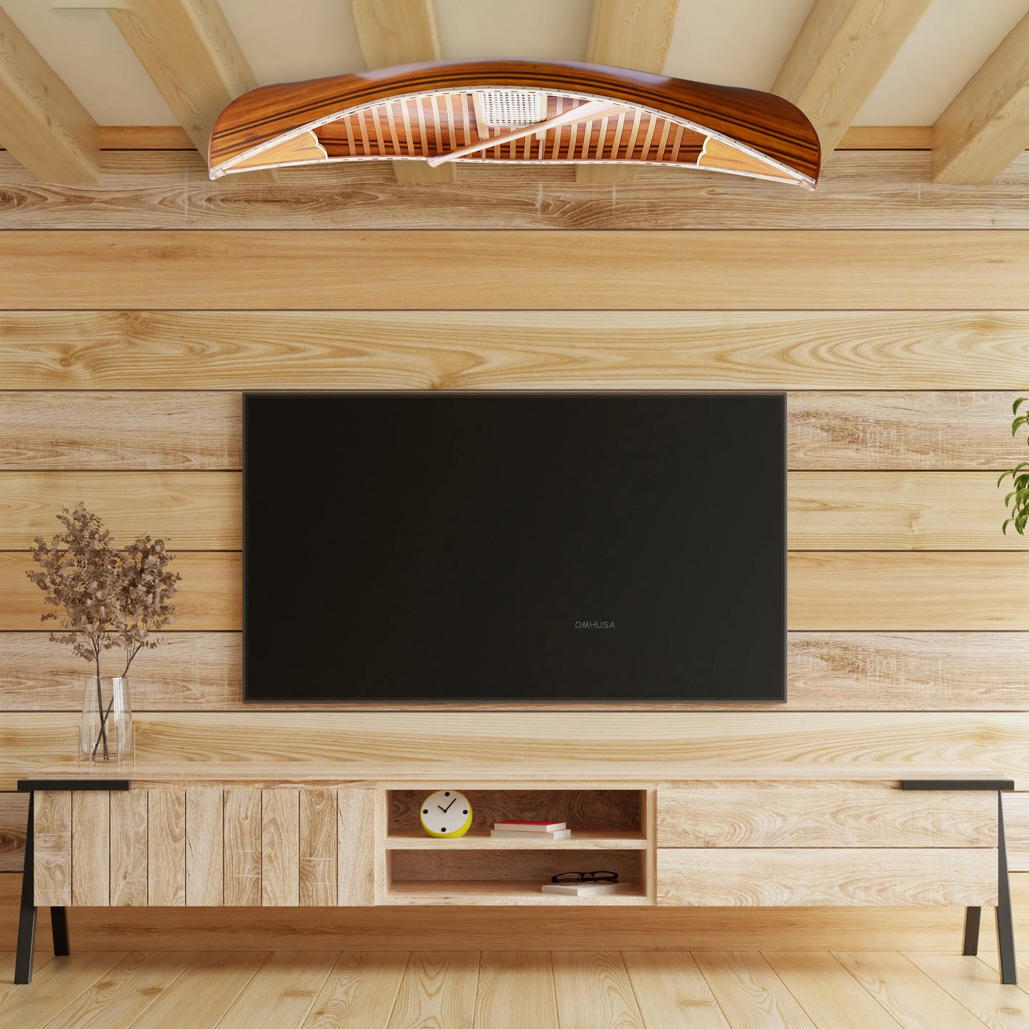 Wooden Canoe With Ribs Matte Finish 6 ft Display-Only