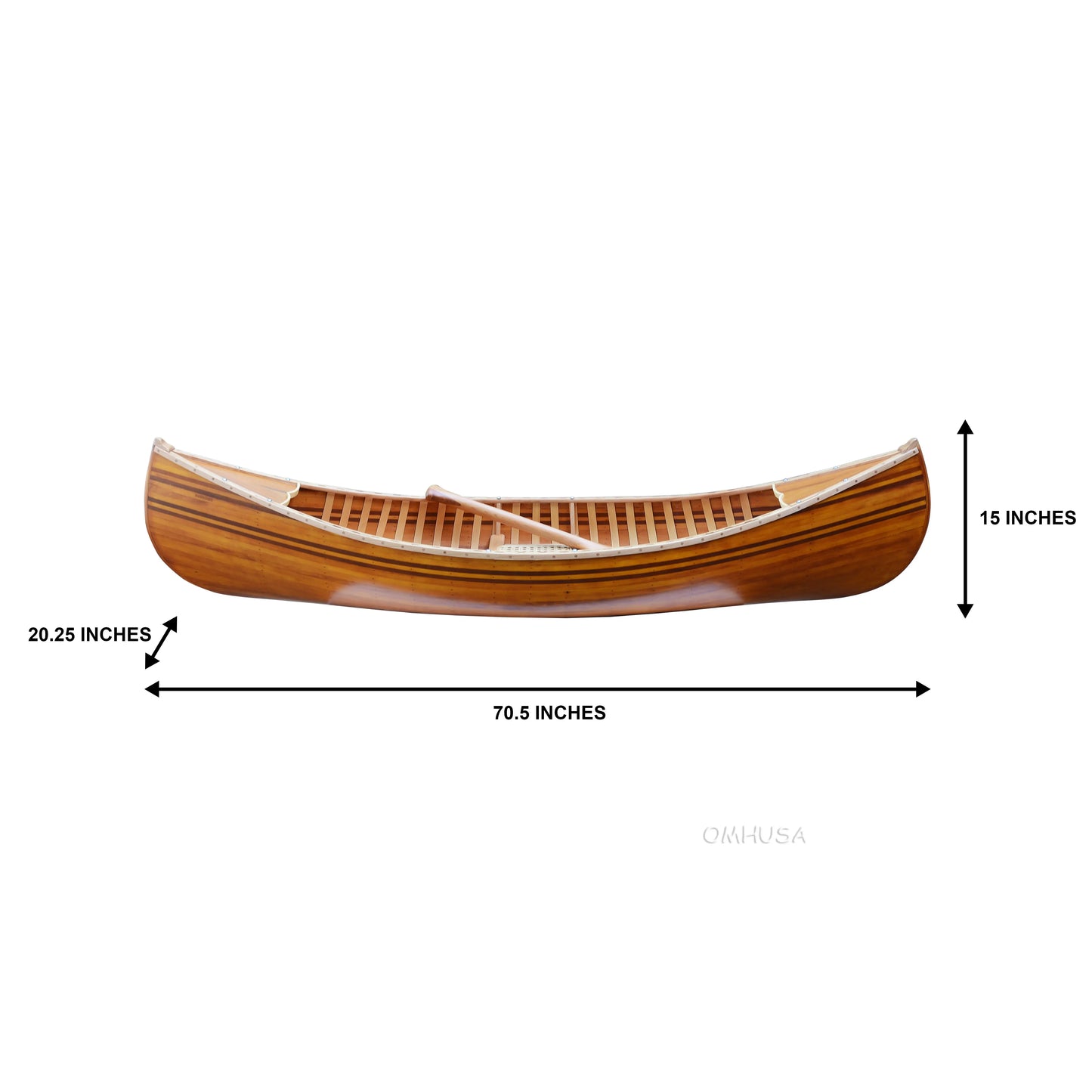 Wooden Canoe With Ribs Matte Finish 6 ft Display-Only