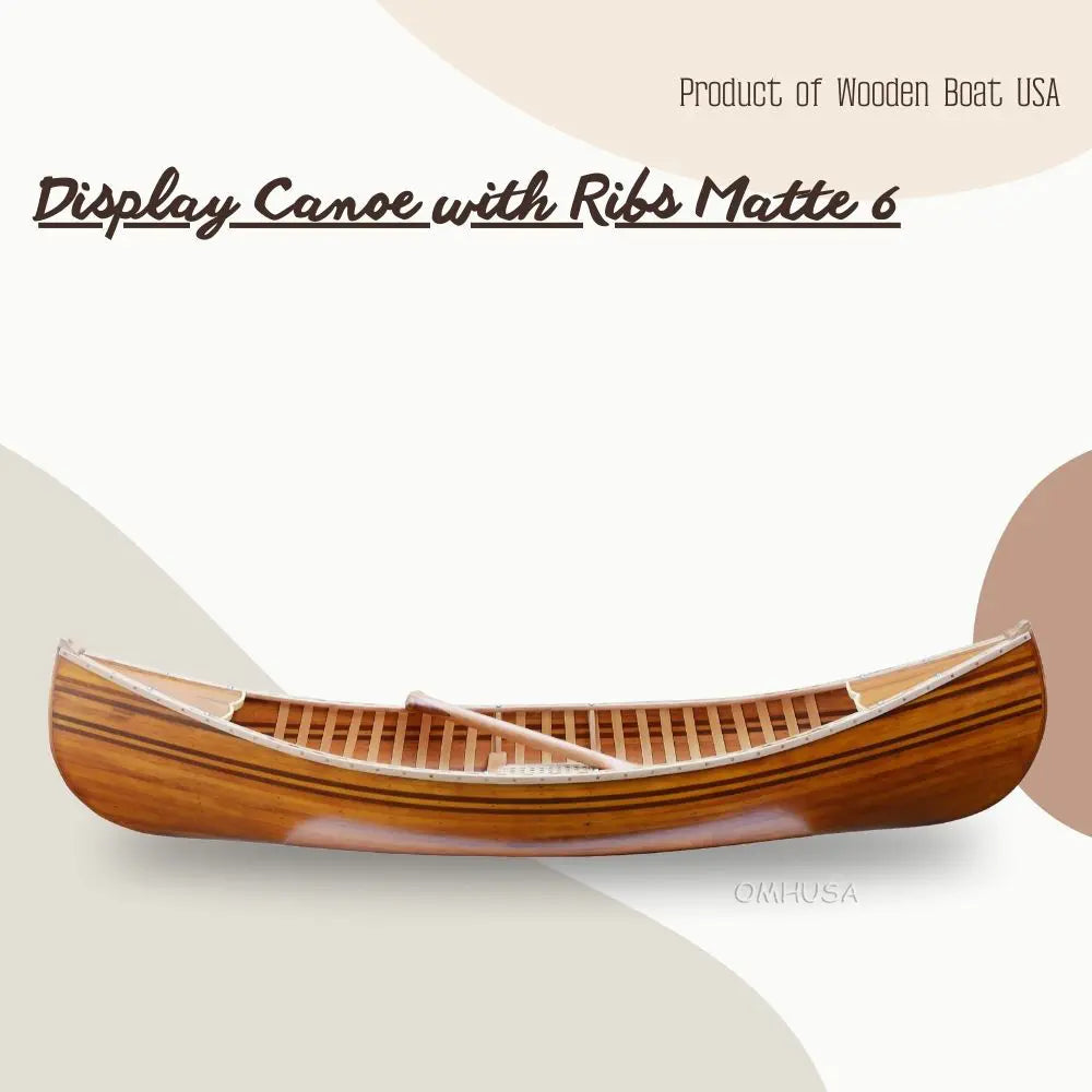 Wooden Canoe With Ribs Matte Finish 6 ft Display-Only